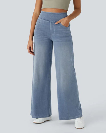 PANTALÓN VAQUERO ANCHO DE CINTURA ELÁSTICA