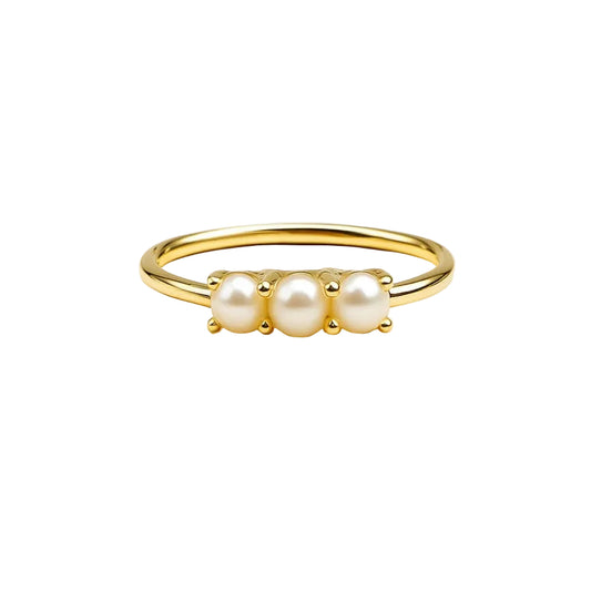 ANILLO VALENTINA ROCHE TRIPLE PERLA DORADO