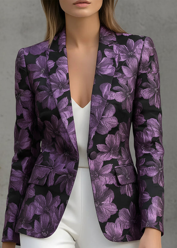 BLAZER VALENTINA ROCHE JACQUARD FLORAL MORADO