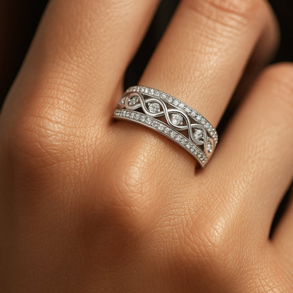 ANILLO VALENTINA ROCHE TRENZADO CON CIRCONITAS