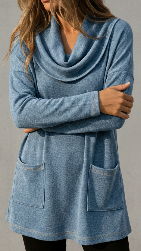 SERENA - JERSEY FLUIDO DE ALGODÓN CON CUELLO ENVOLVENTE