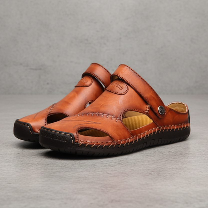 SANDALIAS DE PIEL CÓMODAS CON CIERRE DE VELCRO Y SUELA FLEXIBLE