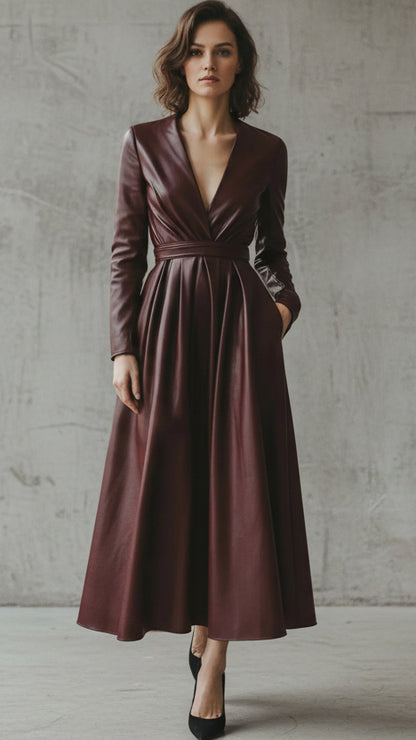 VESTIDO MIDI VALENTINA ROCHE SATINADO ELEGANTE