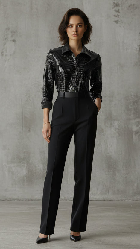 CAMISA VALENTINA ROCHE EFECTO CUERO ELEGANTE