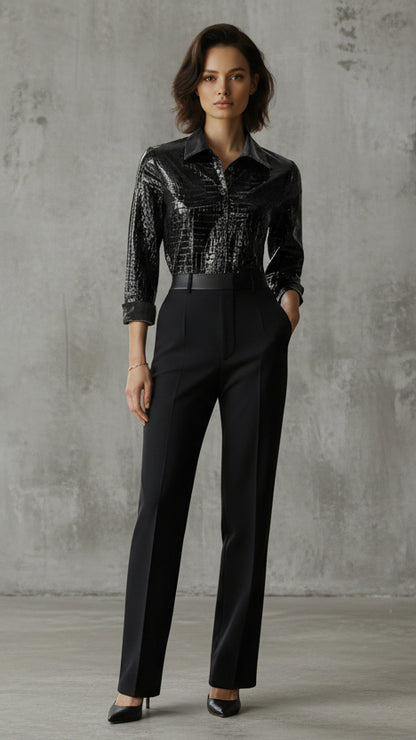 CAMISA VALENTINA ROCHE EFECTO CUERO ELEGANTE