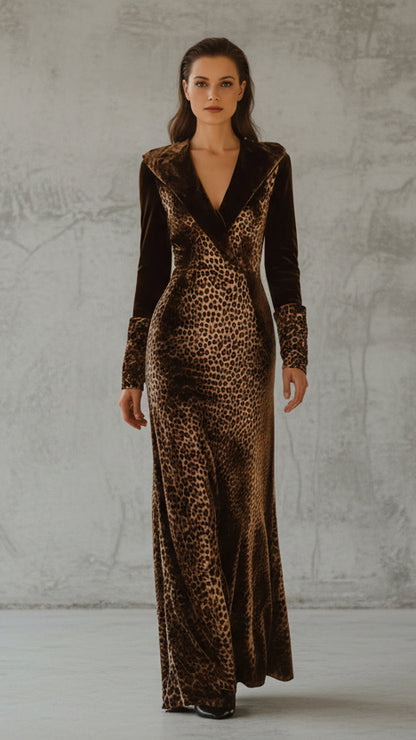 VESTIDO LARGO VALENTINA ROCHE ANIMAL PRINT ELEGANTE