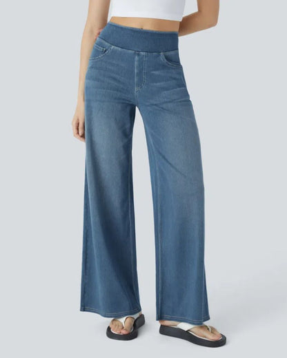 PANTALÓN VAQUERO ANCHO DE CINTURA ELÁSTICA