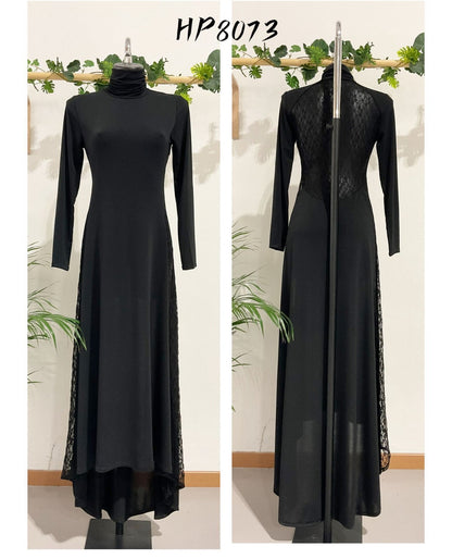 VESTIDO LARGO NEGRO ELEGANTE CON ABERTURA LATERAL