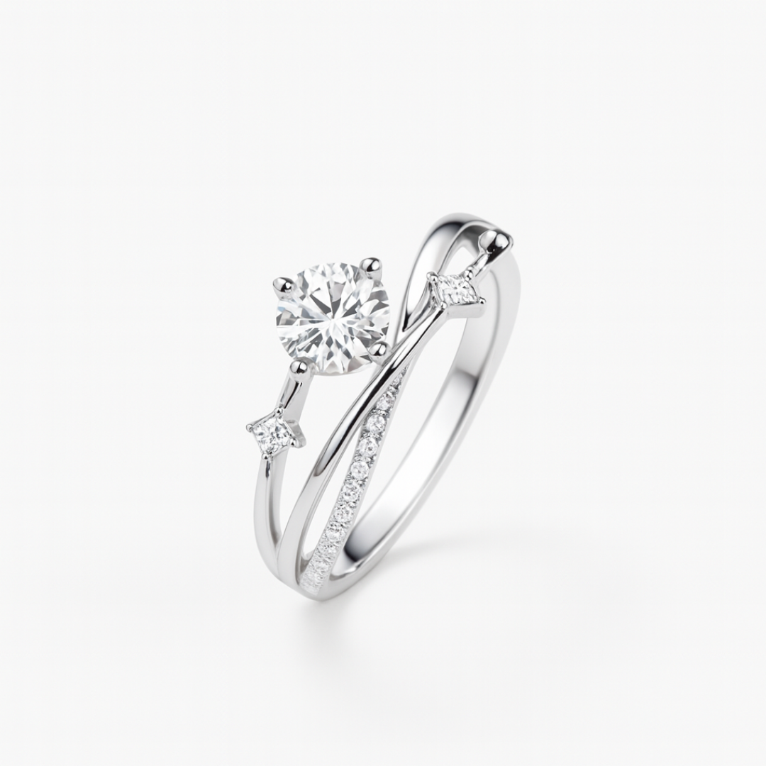 ANILLO VALENTINA ROCHE SOLITARIO DOBLE ARO CON CIRCONITA