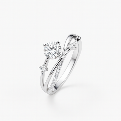 ANILLO VALENTINA ROCHE SOLITARIO DOBLE ARO CON CIRCONITA