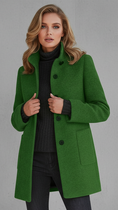 ABRIGO RECTO CON BOTONES Y CUELLO ESTRUCTURADO