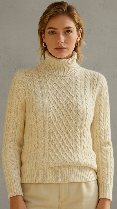 JERSEY DE PUNTO TRENZADO CON CUELLO ALTO