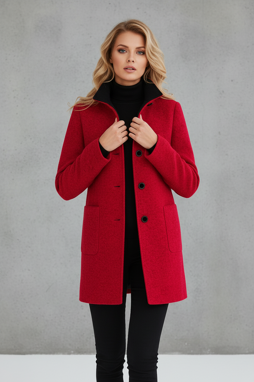 ABRIGO RECTO CON BOTONES Y CUELLO ESTRUCTURADO