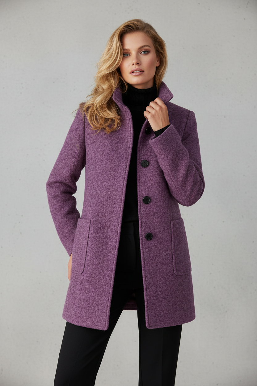 ABRIGO RECTO CON BOTONES Y CUELLO ESTRUCTURADO