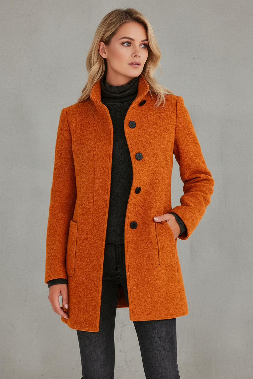 ABRIGO RECTO CON BOTONES Y CUELLO ESTRUCTURADO