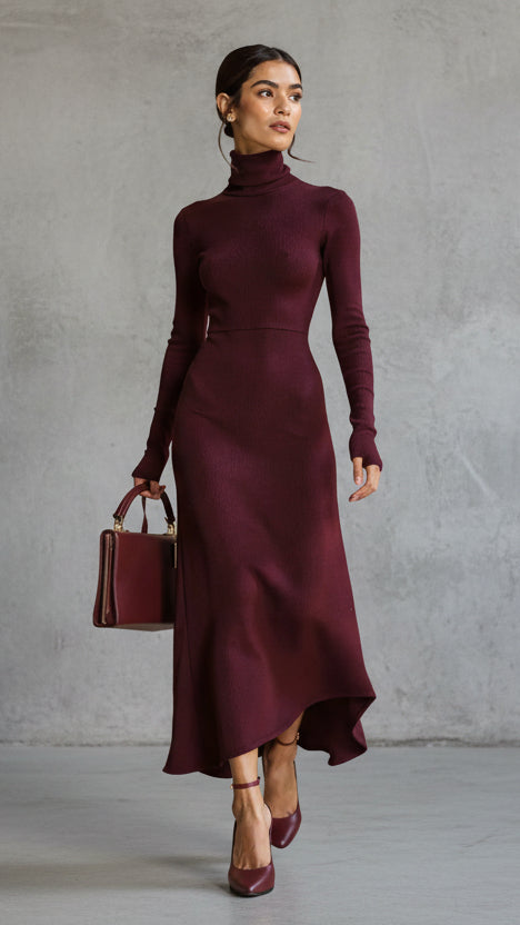 VESTIDO VALENTINA ROCHE MERLOT SILHOUETTE