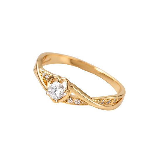 ANILLO VALENTINA ROCHE DORADO CORAZÓN CON CIRCONITAS