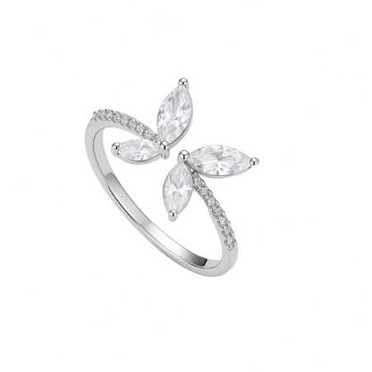 ANILLO VALENTINA ROCHE PLATEADO FLOR ABIERTA CON CIRCONITAS