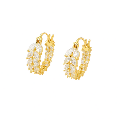 PENDIENTES VALENTINA ROCHE ARO TEXTURIZADO CON CIRCONITAS DORADAS