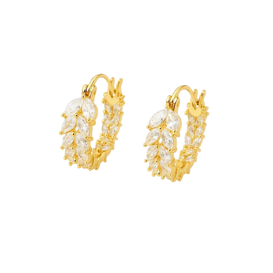 PENDIENTES VALENTINA ROCHE ARO TEXTURIZADO CON CIRCONITAS DORADAS