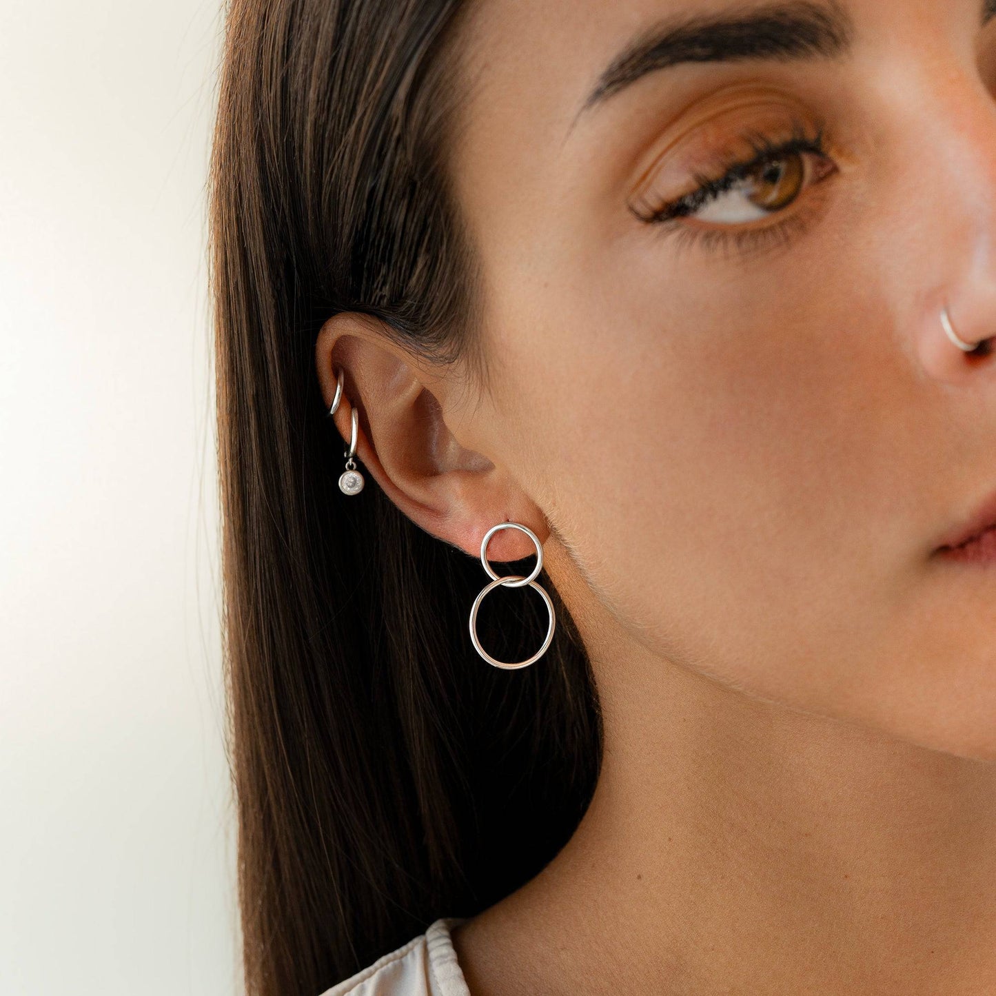 PENDIENTES VALENTINA ROCHE ARO PLATEADO CON COLGANTE DE CIRCONITA