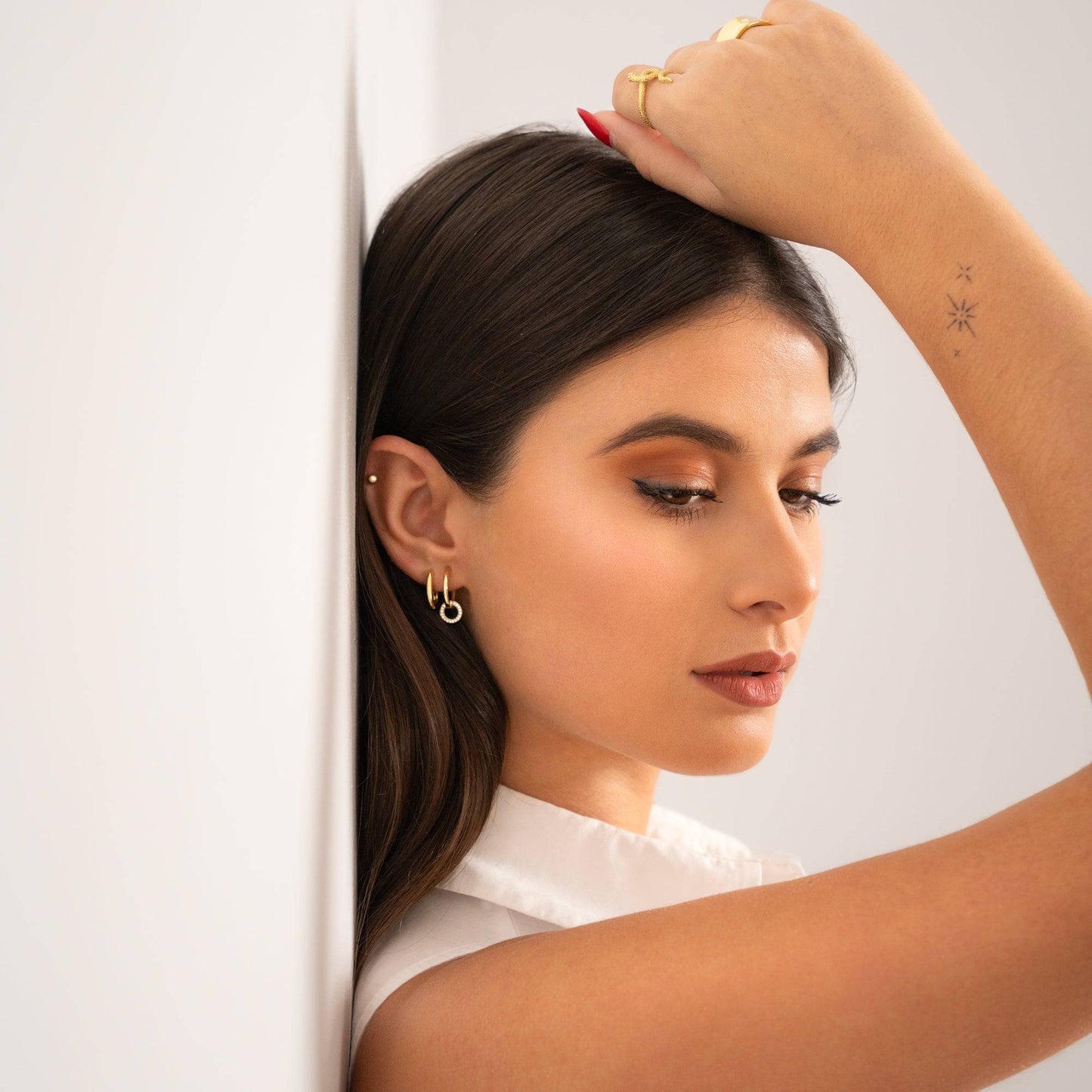 PENDIENTES VALENTINA ROCHE ARO DOBLE CON CIRCONITAS