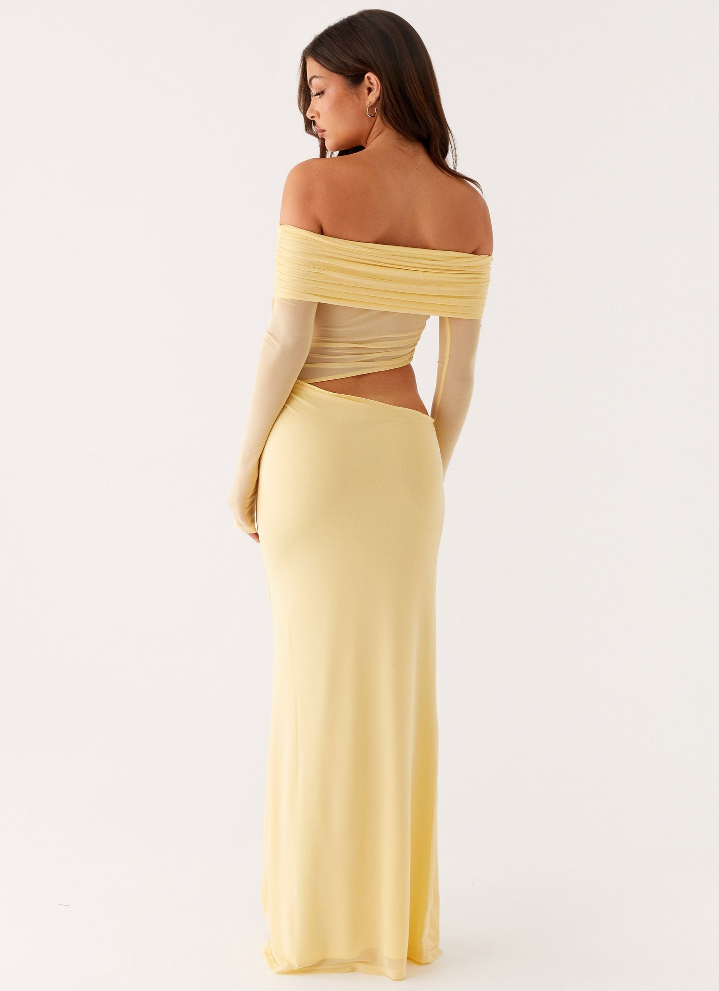 VESTIDO LARGO OFF SHOULDER ELEGANTE CON CORTE LATERAL