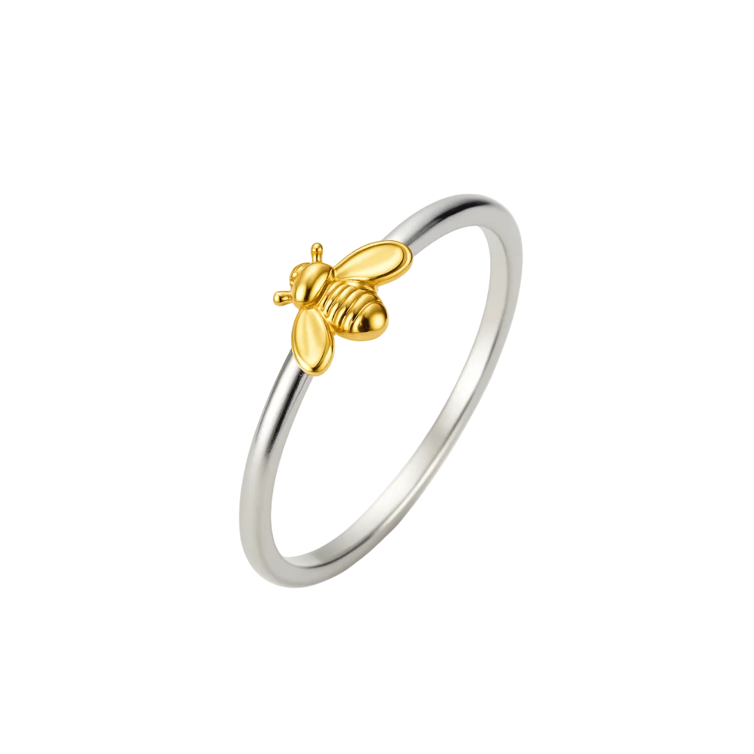 ANILLO VALENTINA ROCHE BICOLOR CON DETALLE DORADO