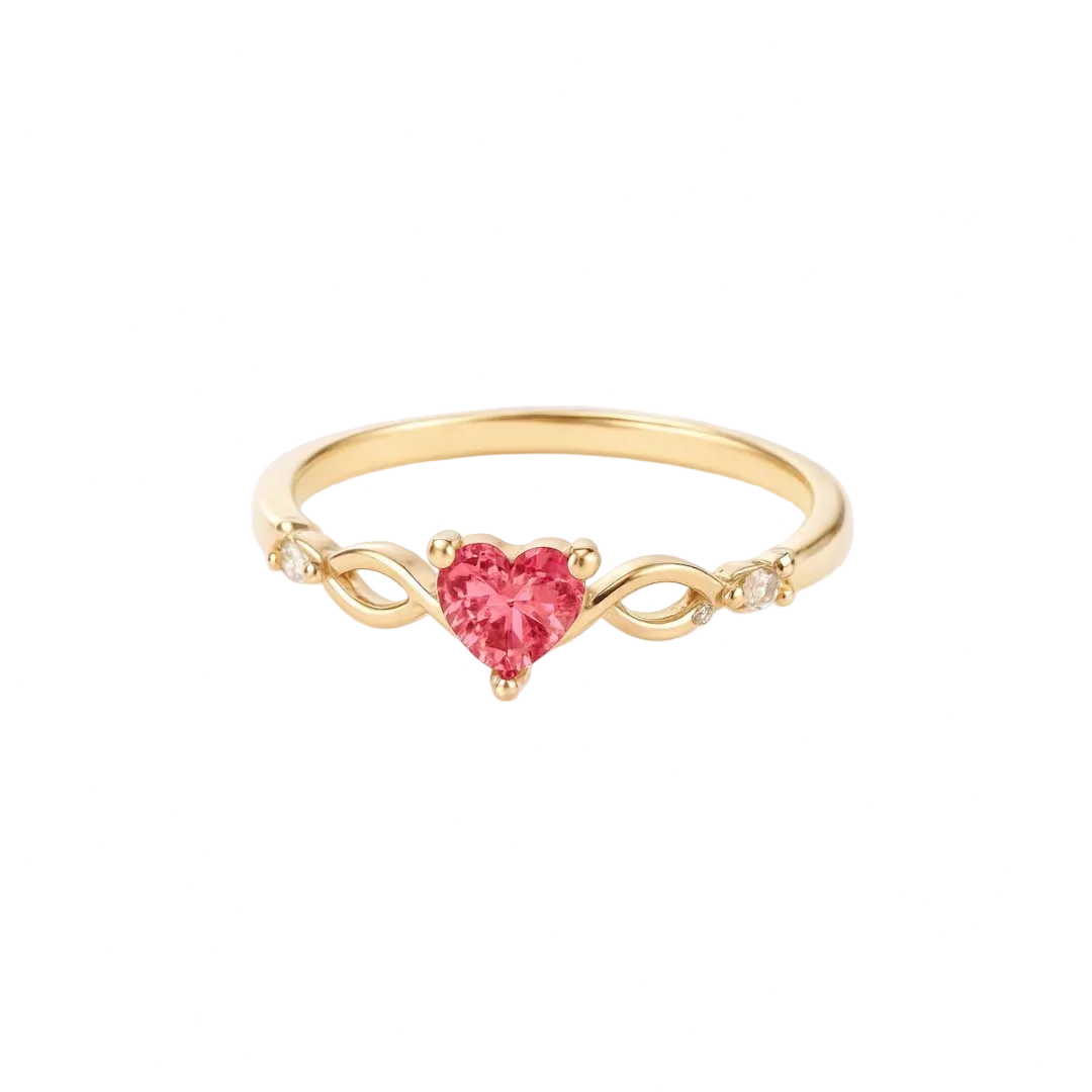 ANILLO VALENTINA ROCHE DORADO CORAZÓN CON CIRCONITA DE COLOR