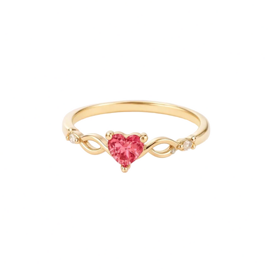 ANILLO VALENTINA ROCHE DORADO CORAZÓN CON CIRCONITA DE COLOR