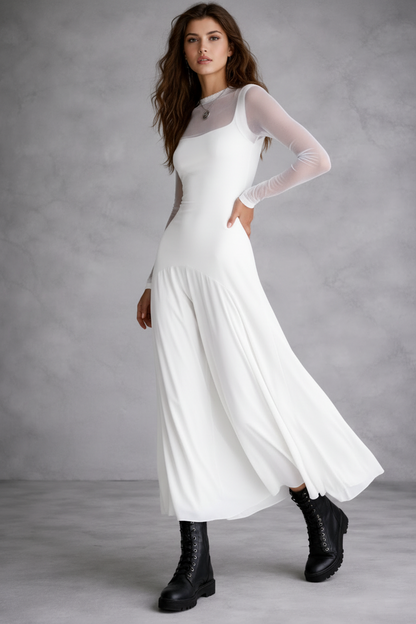 VESTIDO LARGO FLUIDO DE CORTE ELEGANTE