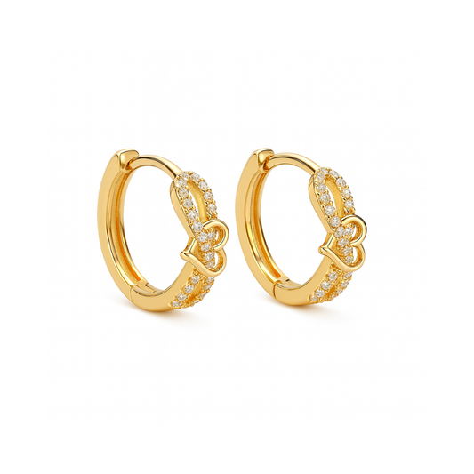 PENDIENTES VALENTINA ROCHE ARO DORADO CON MOTIVO CORAZÓN Y CIRCONITAS