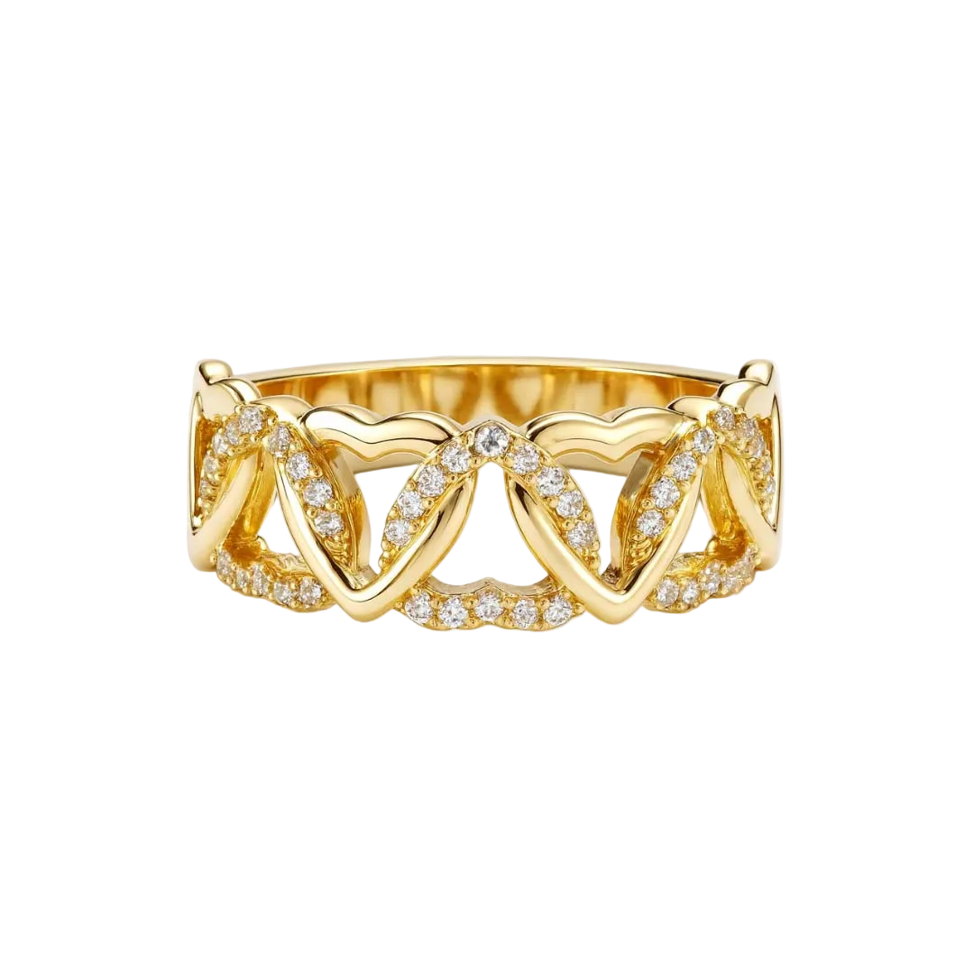 ANILLO VALENTINA ROCHE DORADO CALADO CON CIRCONITAS