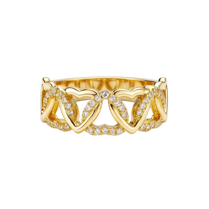 ANILLO VALENTINA ROCHE DORADO CALADO CON CIRCONITAS