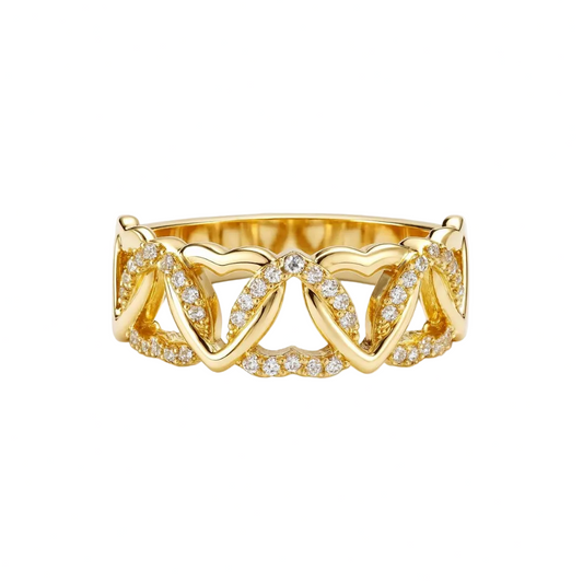 ANILLO VALENTINA ROCHE DORADO CALADO CON CIRCONITAS