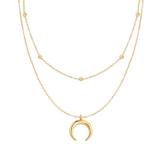COLLAR VALENTINA ROCHE DORADO DOBLE CON LUNA