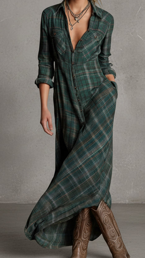 VESTIDO VALENTINA ROCHE CUADROS FLUIDOS