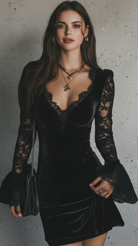 PEMBERLEY - VESTIDO DE ENCAJE ELEGANTE DE NOCHE