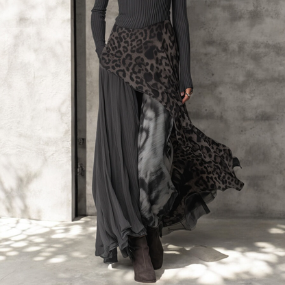 NERISSA - VESTIDO MAXI SATINADO ANIMAL PRINT
