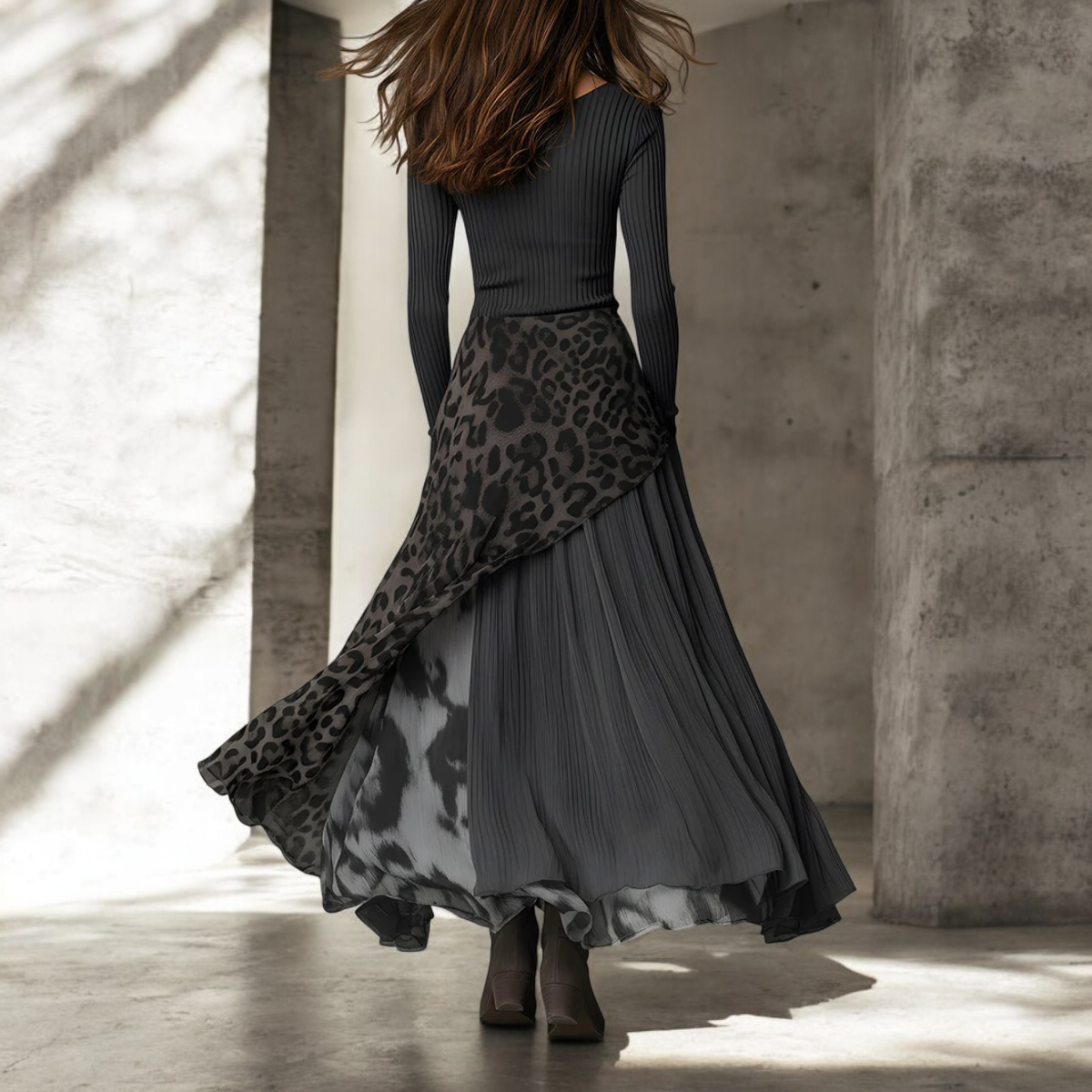 NERISSA - VESTIDO MAXI SATINADO ANIMAL PRINT