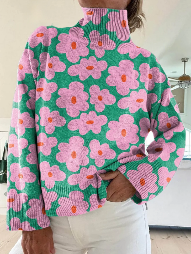 JERSEY LIVINIA - FLORAL CON CUELLO ALTO