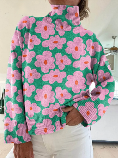 JERSEY LIVINIA - FLORAL CON CUELLO ALTO