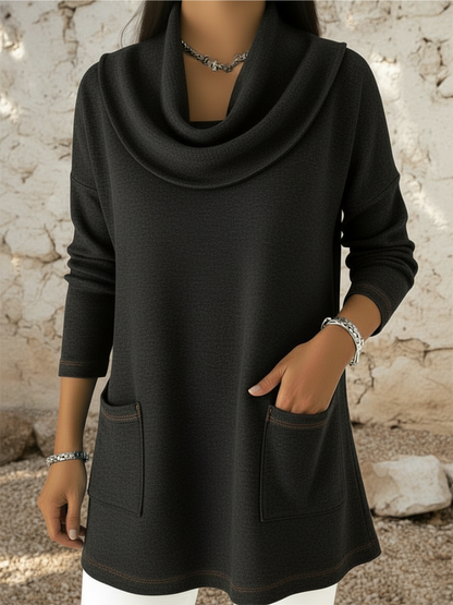 SERENA - JERSEY FLUIDO DE ALGODÓN CON CUELLO ENVOLVENTE