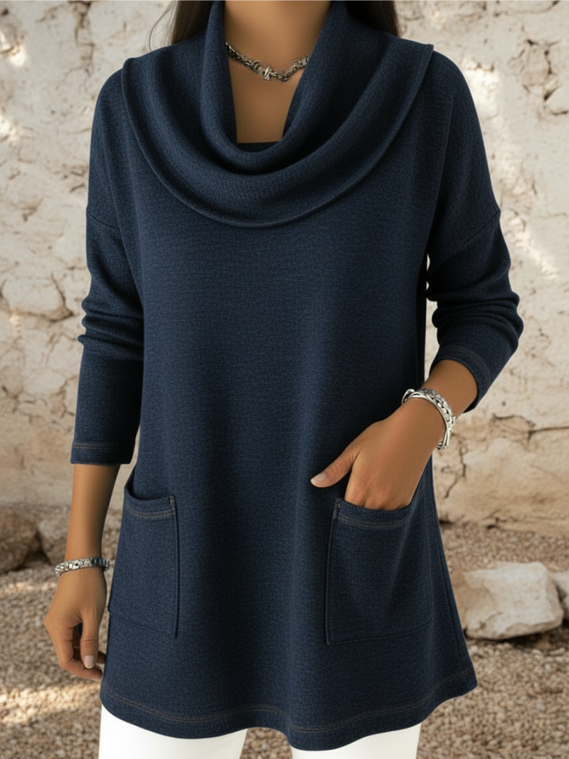 SERENA - JERSEY FLUIDO DE ALGODÓN CON CUELLO ENVOLVENTE