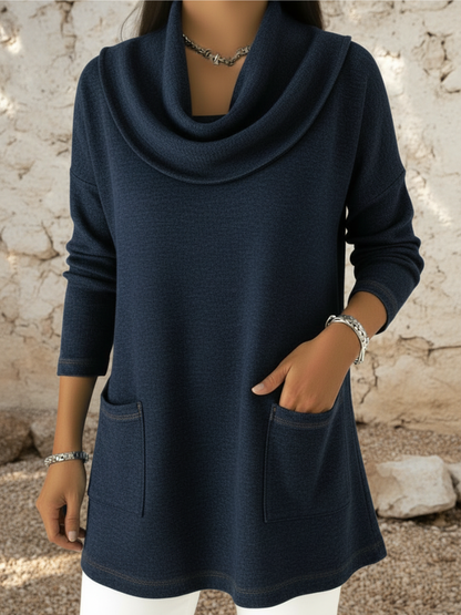 SERENA - JERSEY FLUIDO DE ALGODÓN CON CUELLO ENVOLVENTE