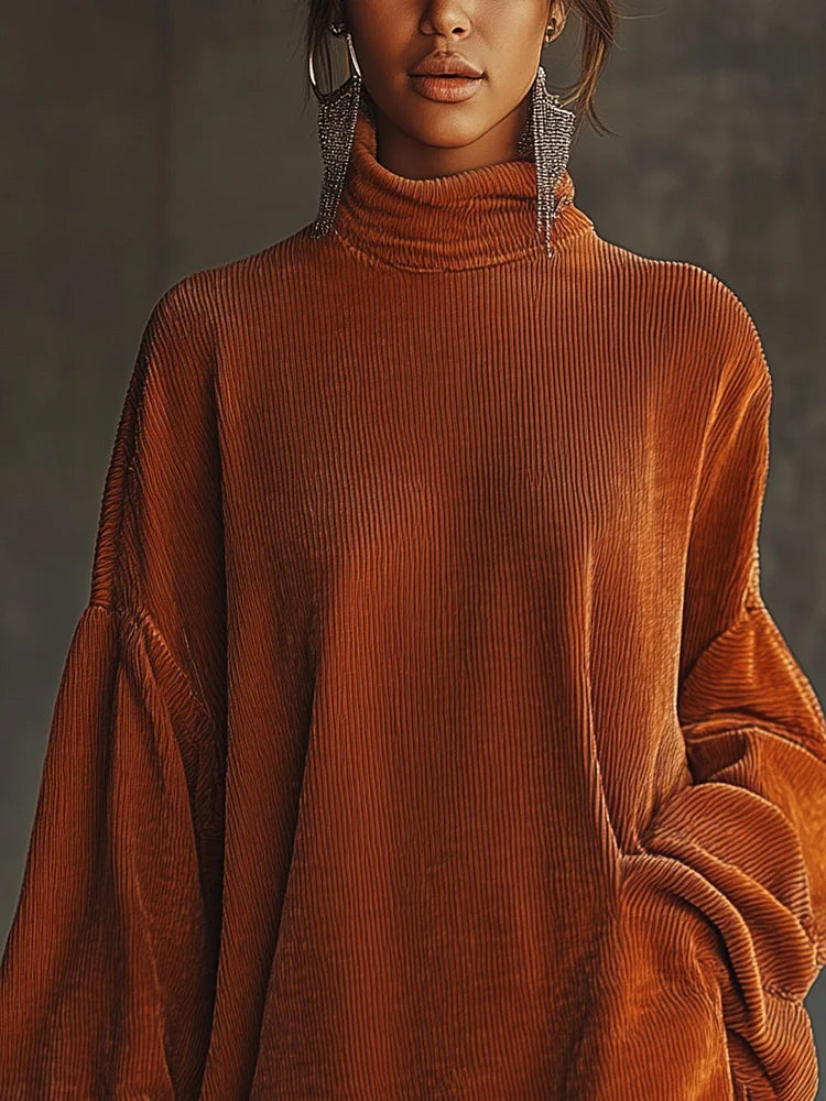 VESTIDO SUÉTER OVERSIZE DE PUNTO CON FLECOS