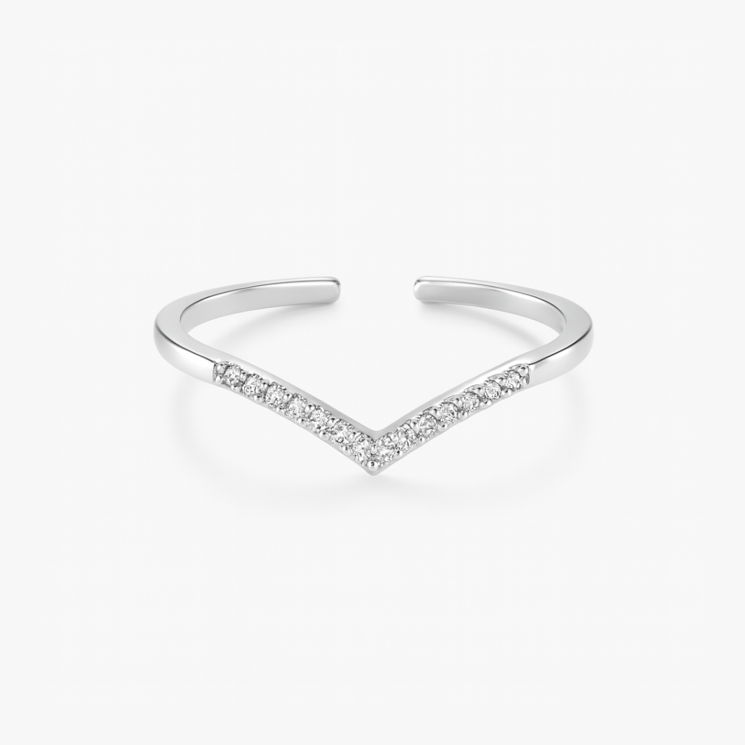 ANILLO VALENTINA ROCHE DORADO EN V CON CIRCONITAS