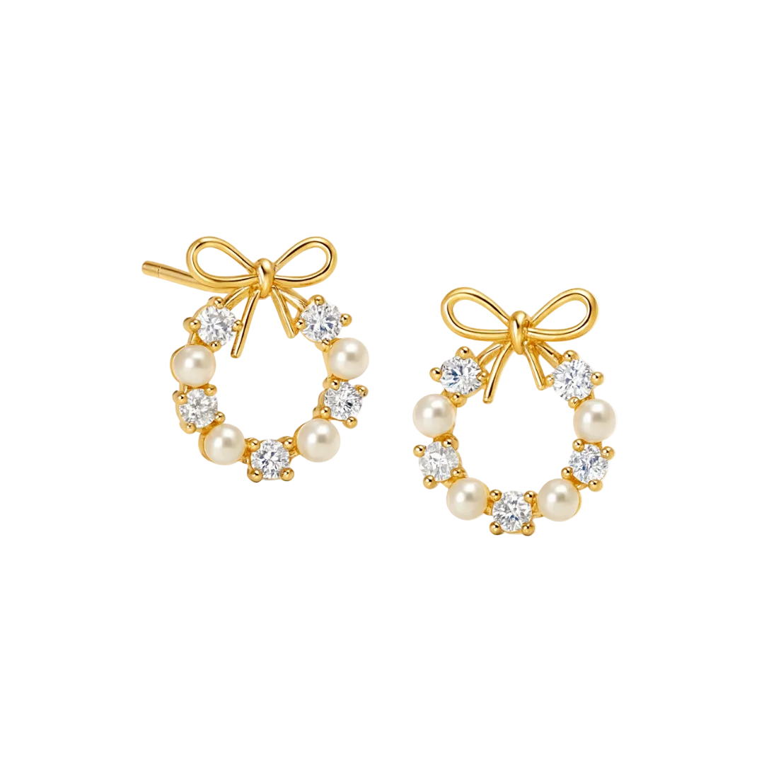 PENDIENTES VALENTINA ROCHE ARO CON LAZO DORADO Y CIRCONITAS