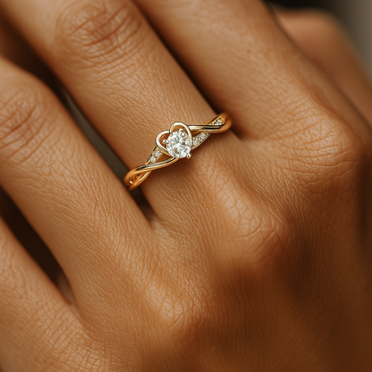 ANILLO VALENTINA ROCHE DORADO CORAZÓN CON CIRCONITAS