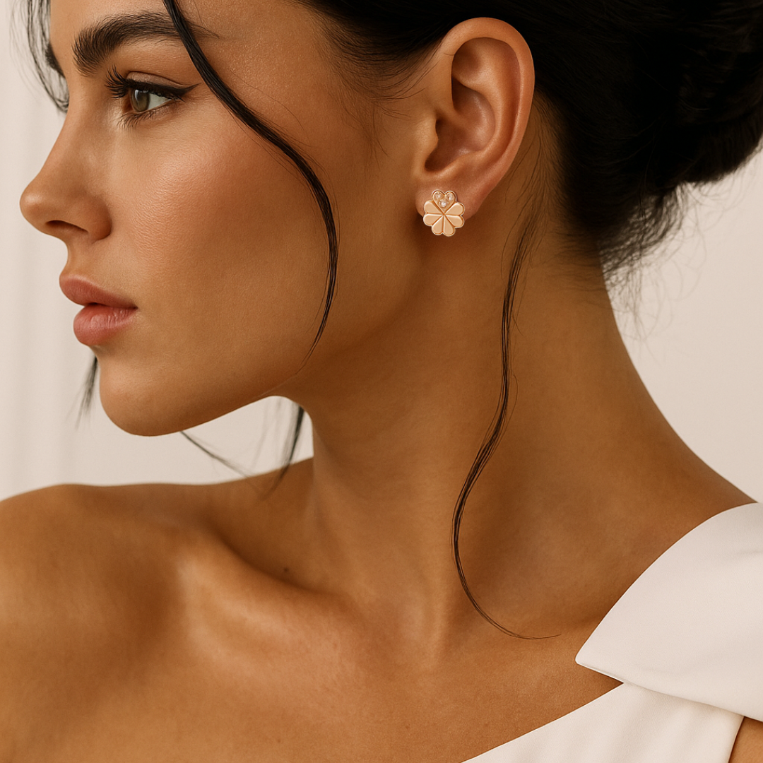 PENDIENTES VALENTINA ROCHE FLOR ROSADA CON CIRCONITAS